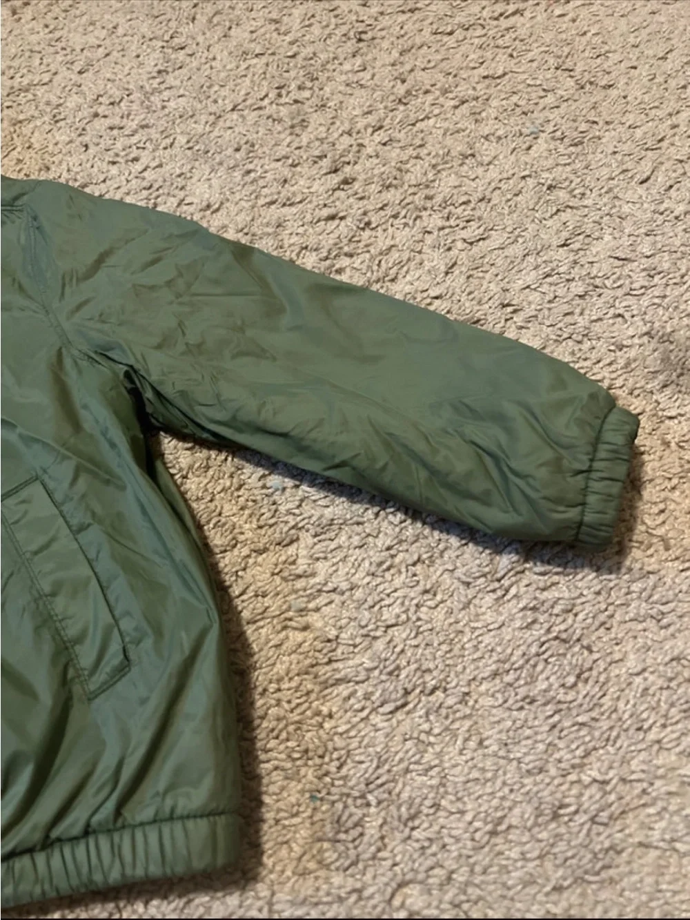 Old Navy Kids Hooded Puffer Jacket in Green with Cream Lining